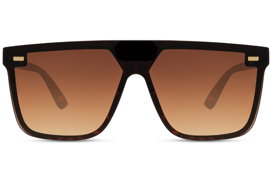 Brown and black aviator sunglasses with gradient lenses and bold frame, offering a refined everyday style with UV protection