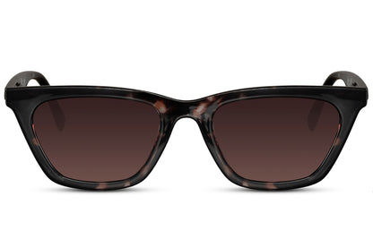 Brown lens cat eye sunglasses with eco friendly frame and classic stylish design