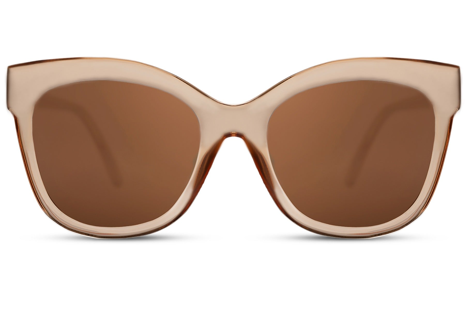 Brown cat eye sunglasses with eco-friendly frame and a classic oversized design for everyday style