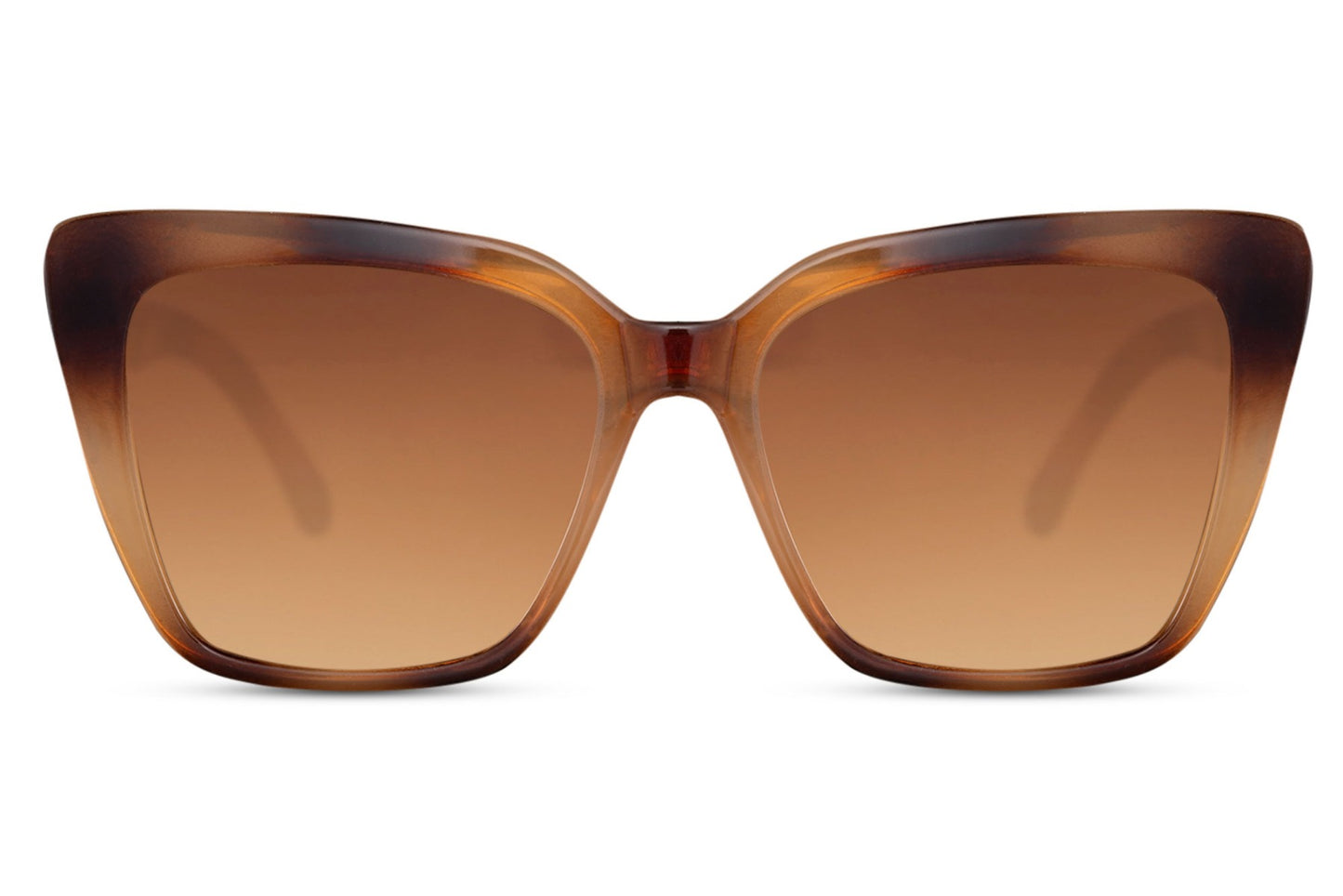 Elegant brown cat eye sunglasses with gradient lenses and lightweight frame, ideal for refined daily styling