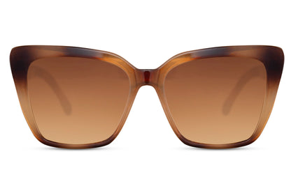 Elegant brown cat eye sunglasses with gradient lenses and lightweight frame, ideal for refined daily styling