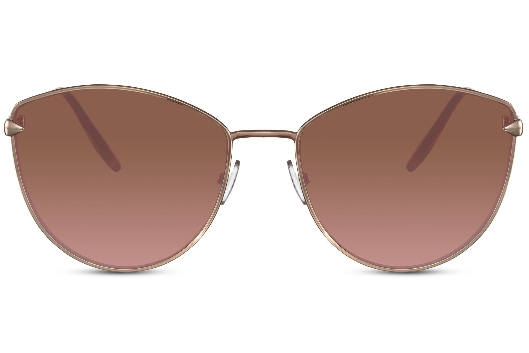 Brown cat eye sunglasses with metal frame and tinted lenses offering a clean stylish look with UV protection