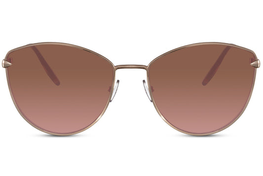 Brown cat eye sunglasses with metal frame and tinted lenses offering a clean stylish look with UV protection
