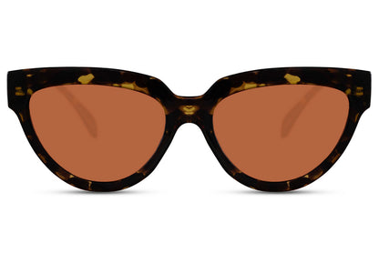 Retro cat eye sunglasses with brown tones and classic frame shape, combining vintage charm with modern UV protection