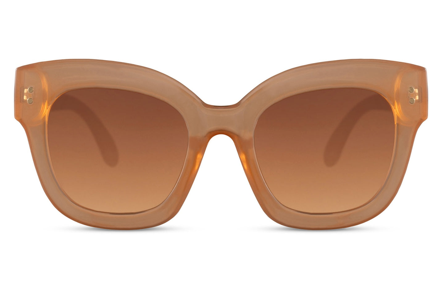 Brown cat eye sunglasses with tinted lenses and oversized frame design
