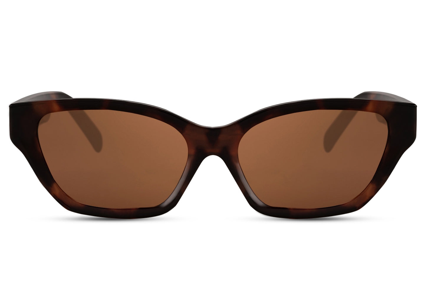 Modern cat eye sunglasses with warm brown frame and tinted lenses, combining understated design with eco-conscious materials