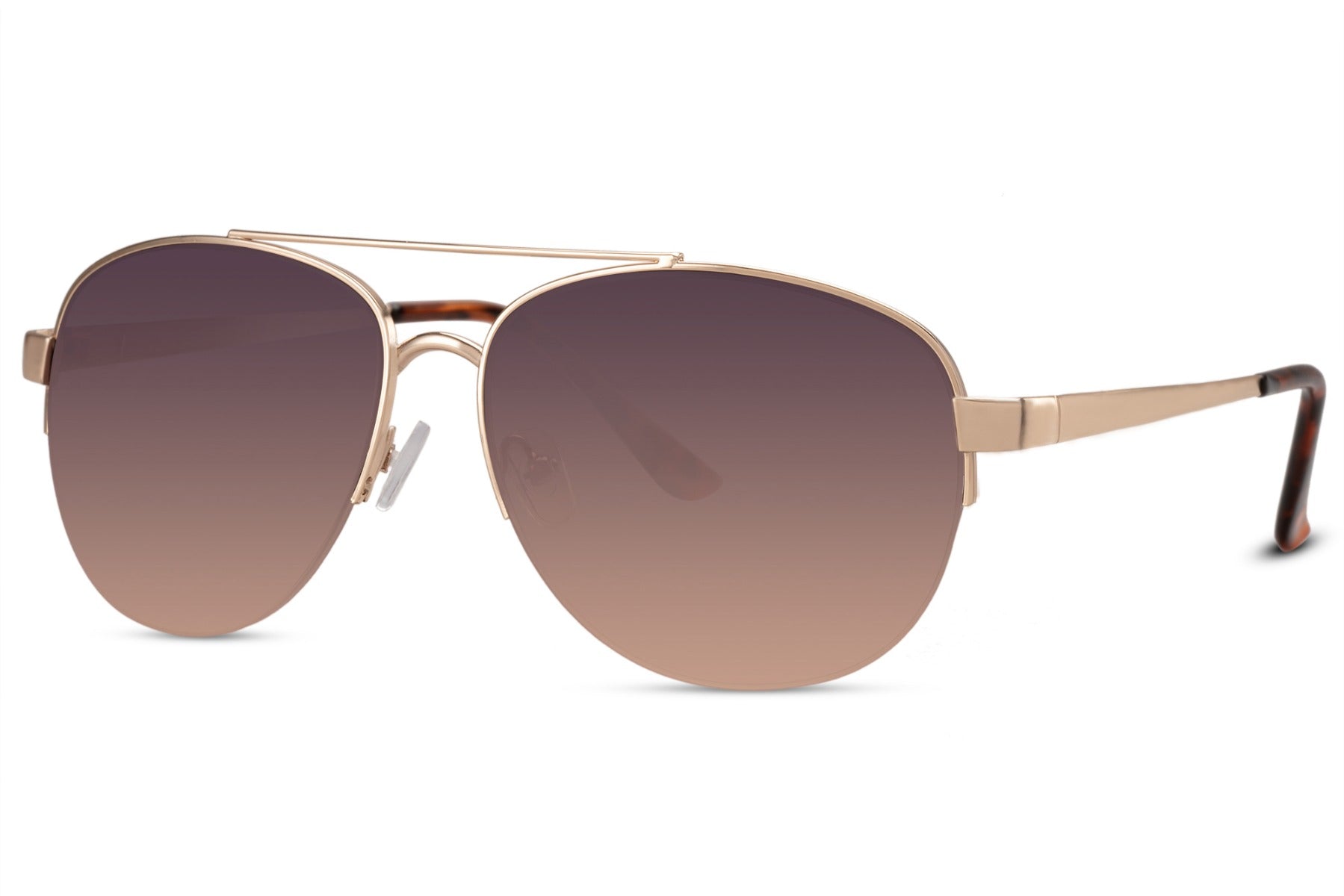 Brown gradient aviator sunglasses offering a relaxed and stylish look, ideal for casual outfits and comfortable all-day wear
