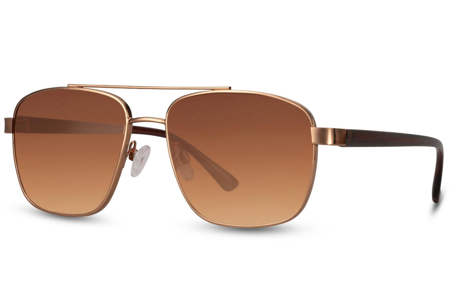 Brown gradient aviator sunglasses with a retro metal frame, suitable for refined styling and smart casual outfits