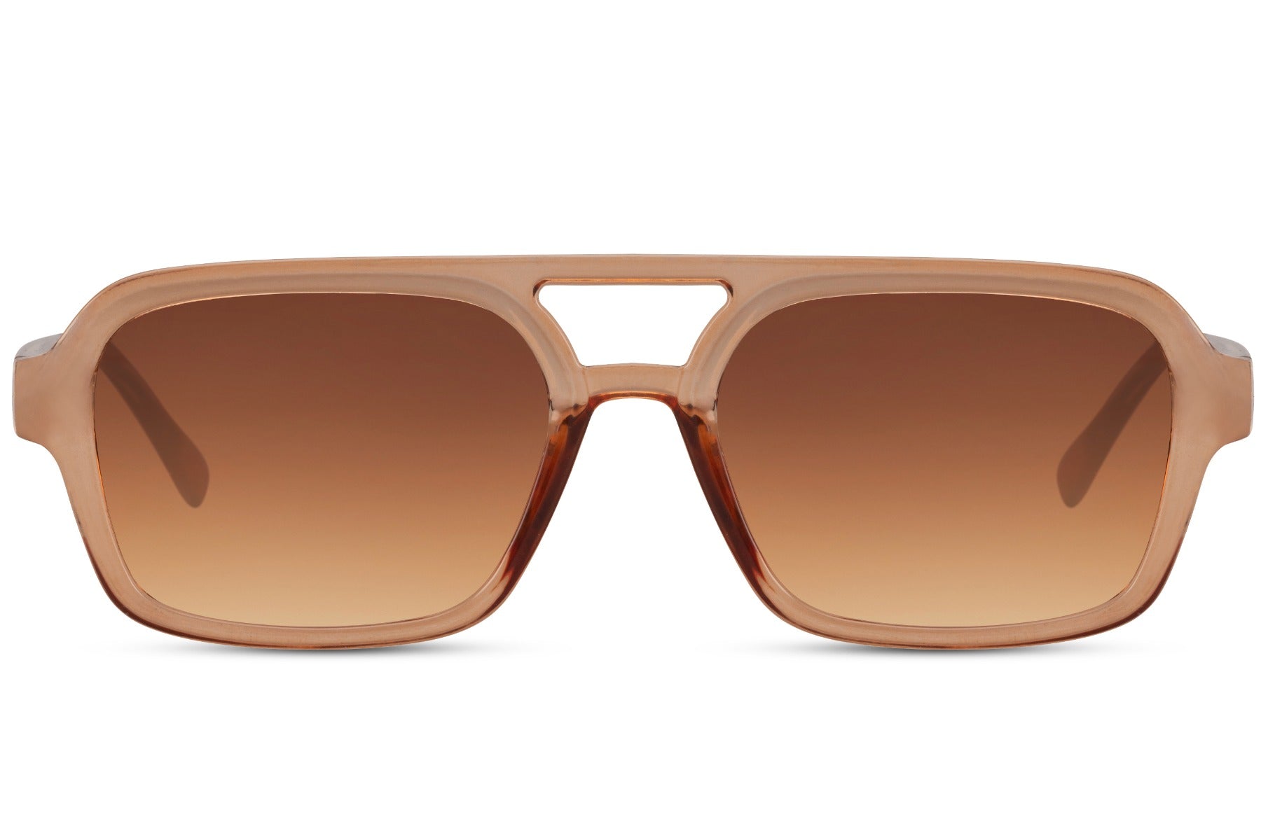 Brown gradient aviator sunglasses with a timeless retro design, suitable for casual and smart outfits