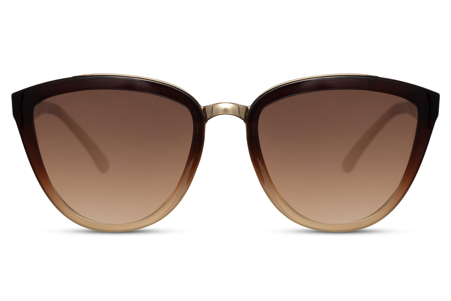 Brown gradient cat eye sunglasses with classic frame design and UV protection lenses