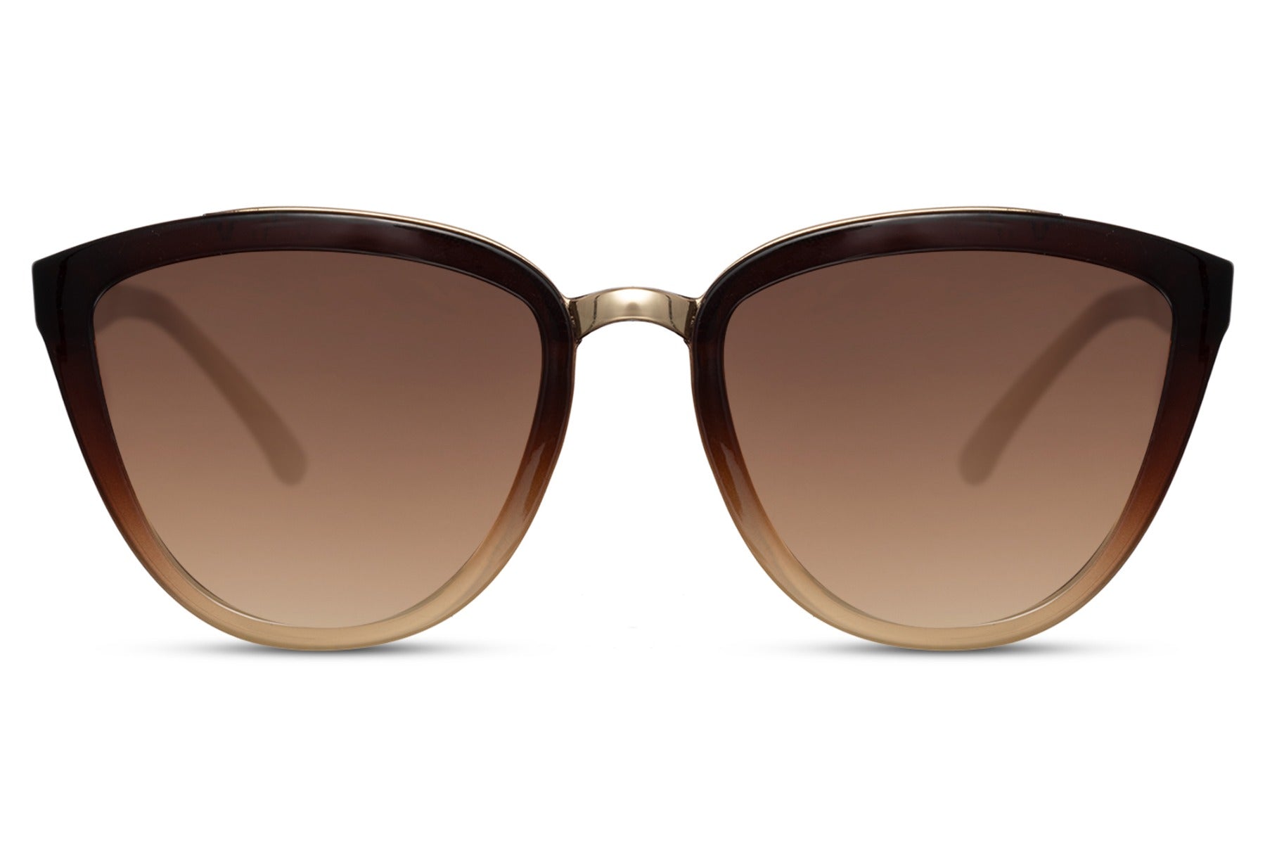 Brown gradient cat eye sunglasses with classic frame design and UV protection lenses