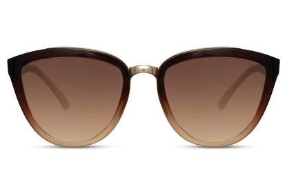 Brown gradient cat eye sunglasses with classic frame design and UV protection lenses