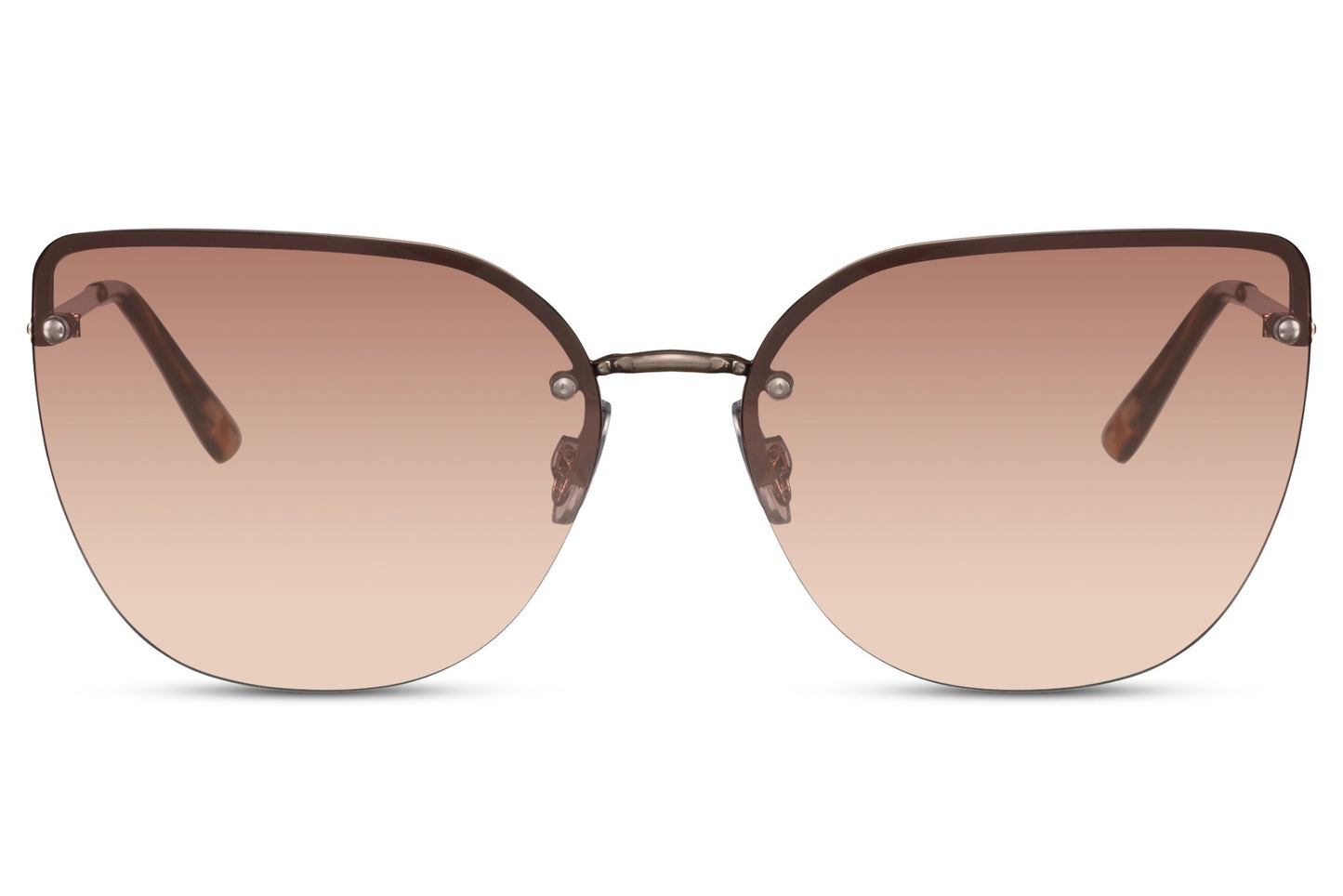 Brown gradient cat eye sunglasses for women with metal frame and classic stylish design