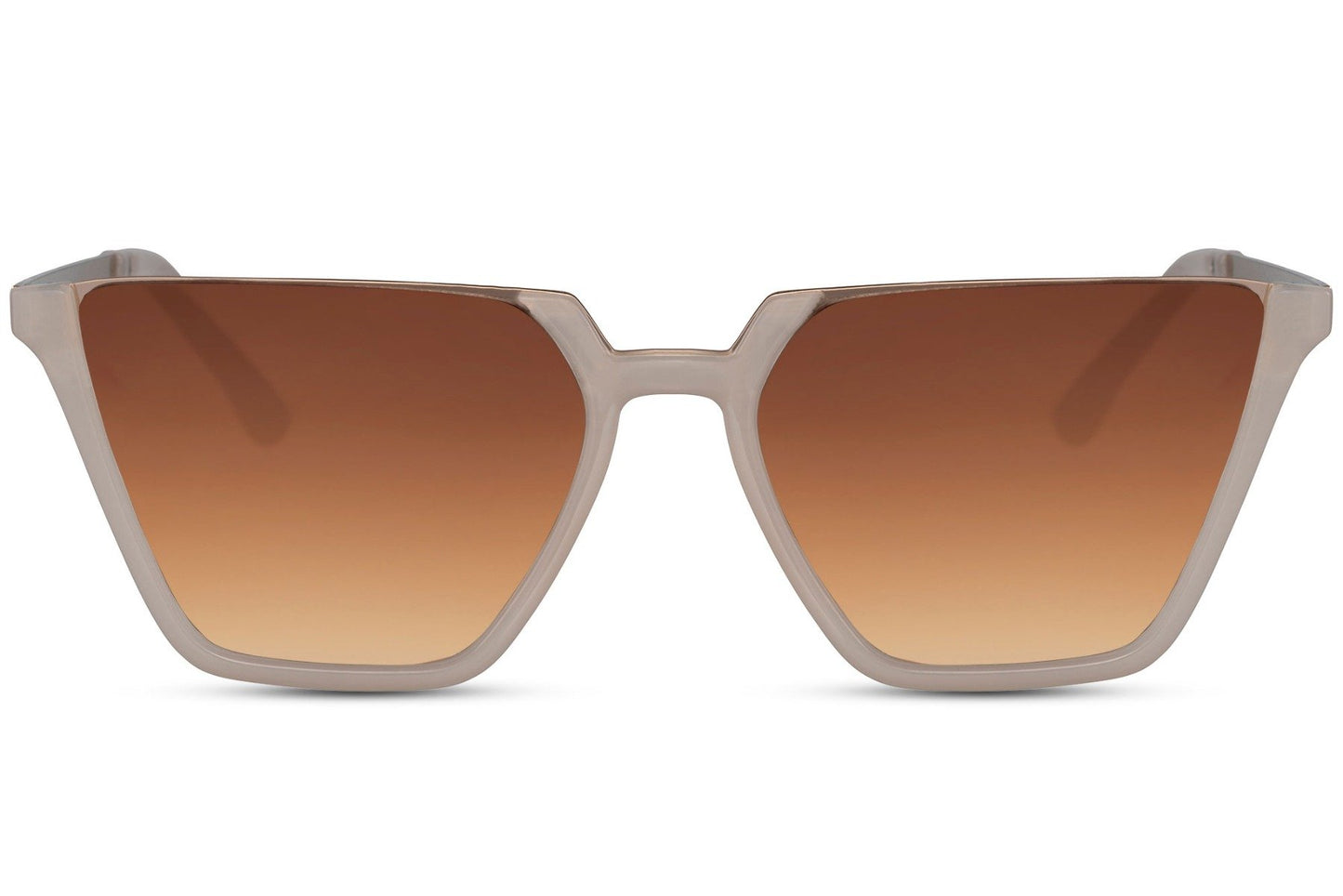 Oversized cat eye sunglasses with brown gradient lenses and slim frame
