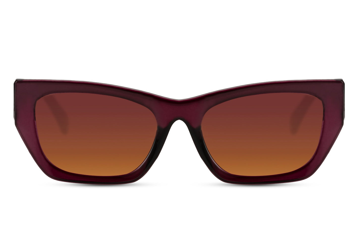 Cat eye sunglasses with brown gradient lenses and modern frame design