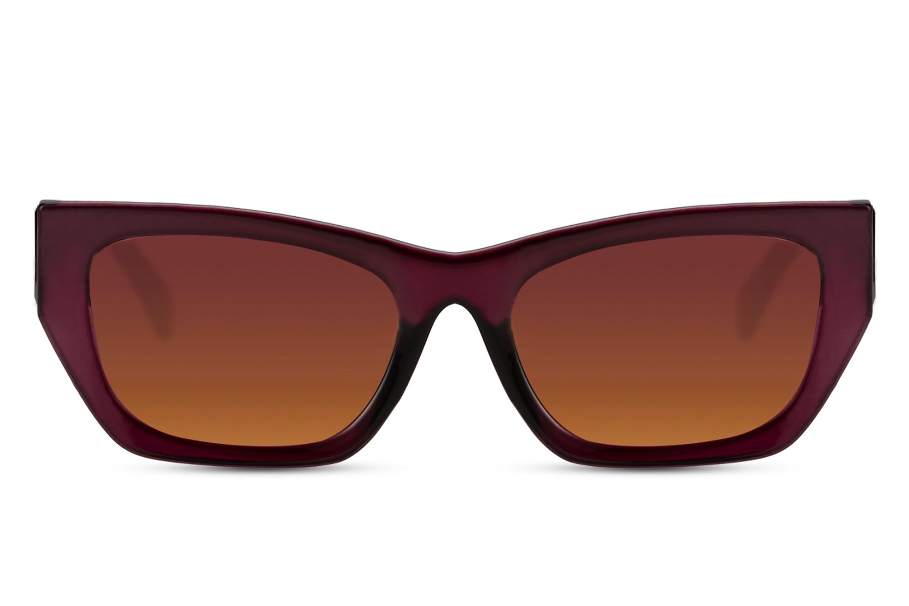 Cat eye sunglasses with brown gradient lenses and modern frame design