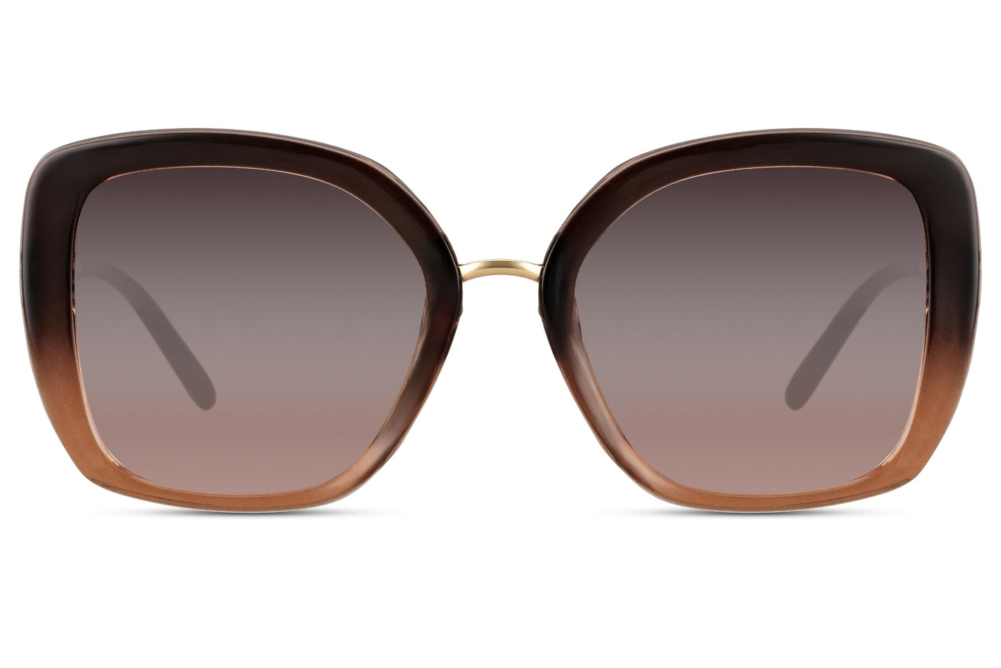 Oversized cat eye sunglasses with brown gradient lenses and bold frame design for women