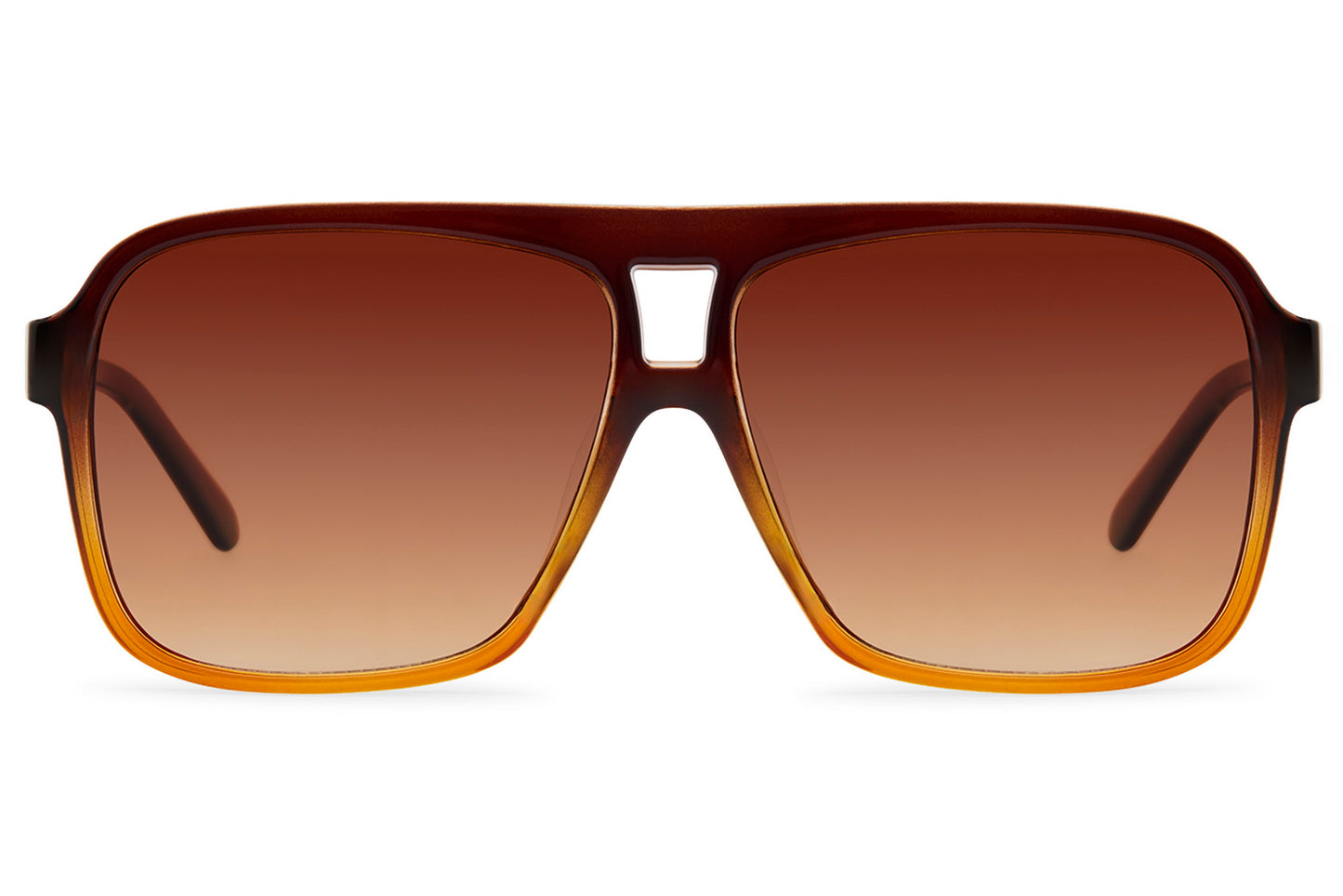 Brown gradient oversized aviator sunglasses combining classic tones with a large frame for versatile styling