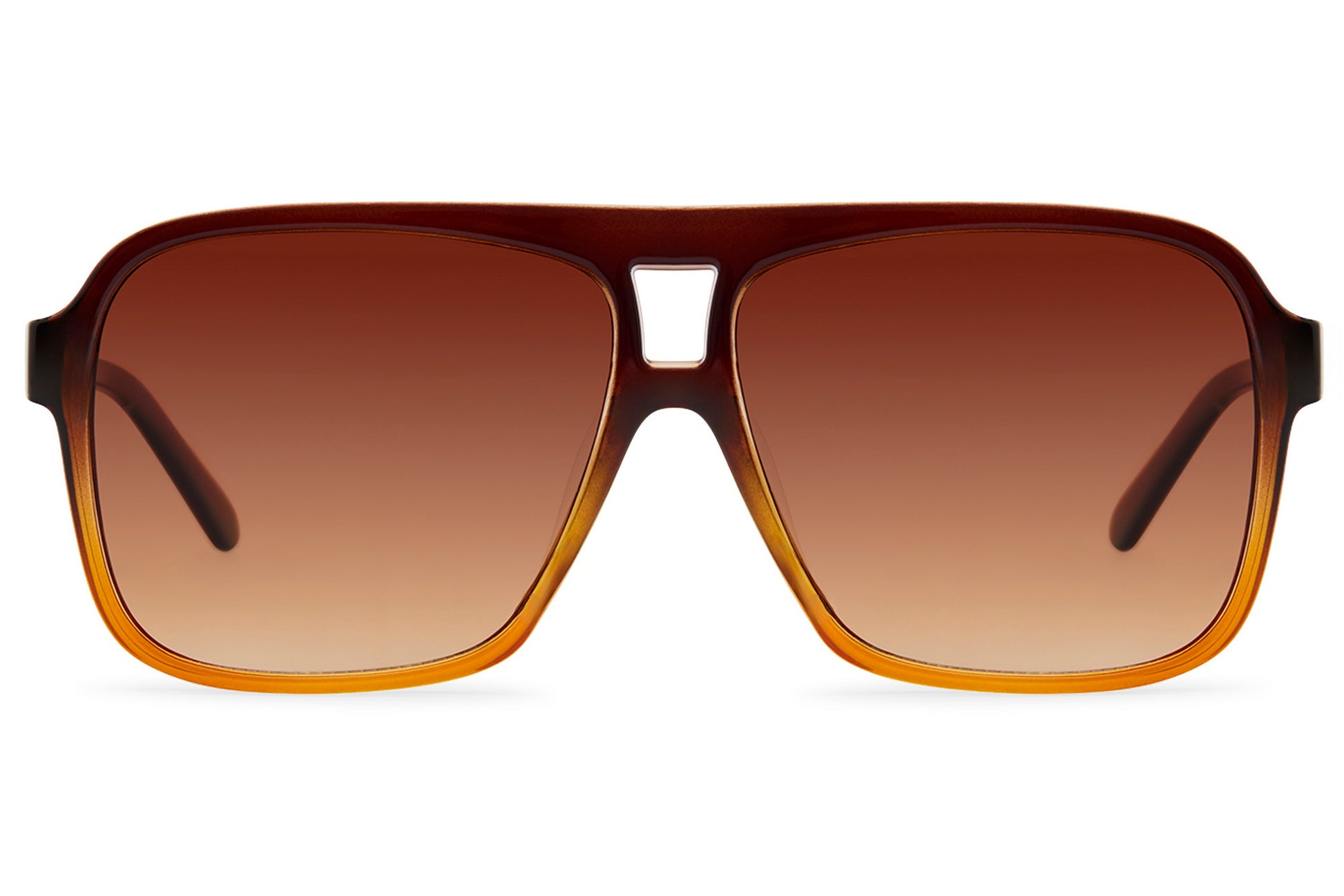 Brown gradient oversized aviator sunglasses combining classic tones with a large frame for versatile styling