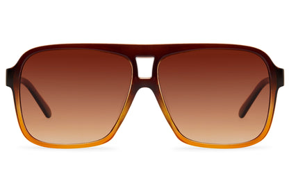 Brown gradient oversized aviator sunglasses combining classic tones with a large frame for versatile styling