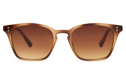 Brown gradient square sunglasses for men and women with lightweight recycled frame design