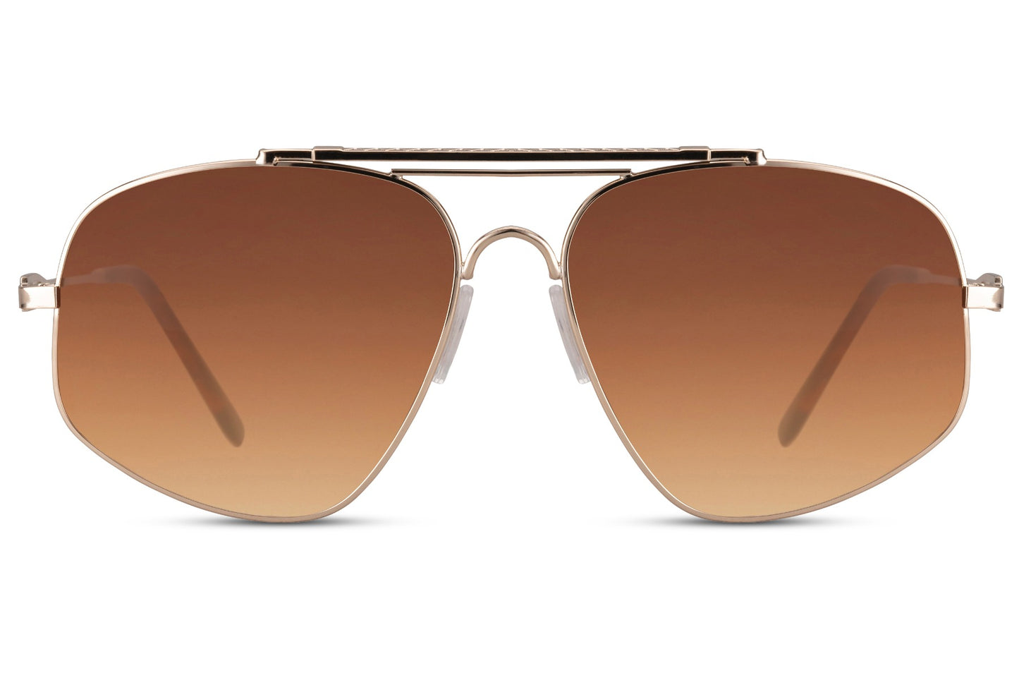 Brown lens aviator sunglasses for men with classic metal frame, offering warm tones for outdoor and casual wear