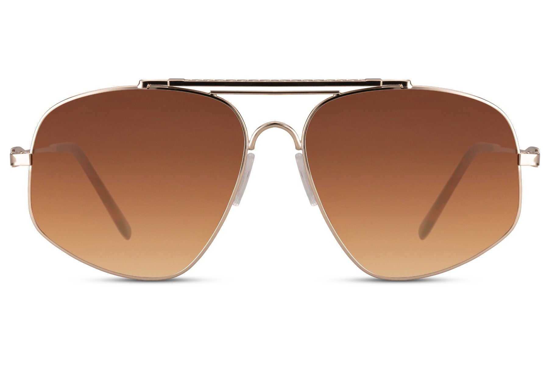 Brown lens aviator sunglasses for men with classic metal frame, offering warm tones for outdoor and casual wear