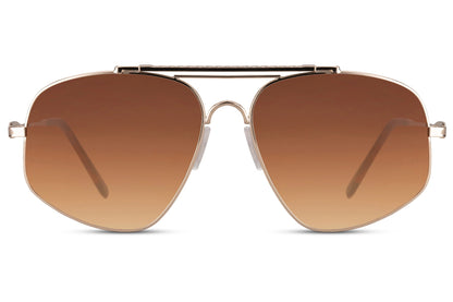 Brown lens aviator sunglasses for men with classic metal frame, offering warm tones for outdoor and casual wear