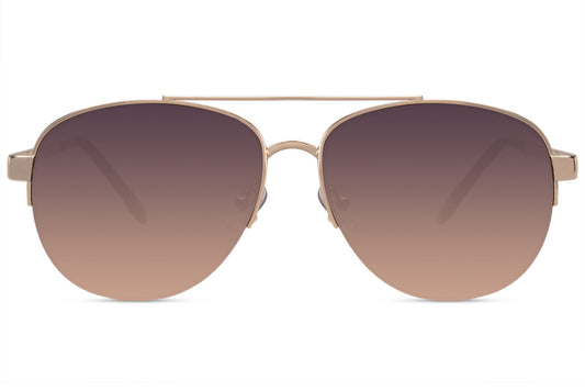 Eco brown lens aviator sunglasses with metal frame by Sunglass Station, designed for lightweight comfort and timeless everyday styling