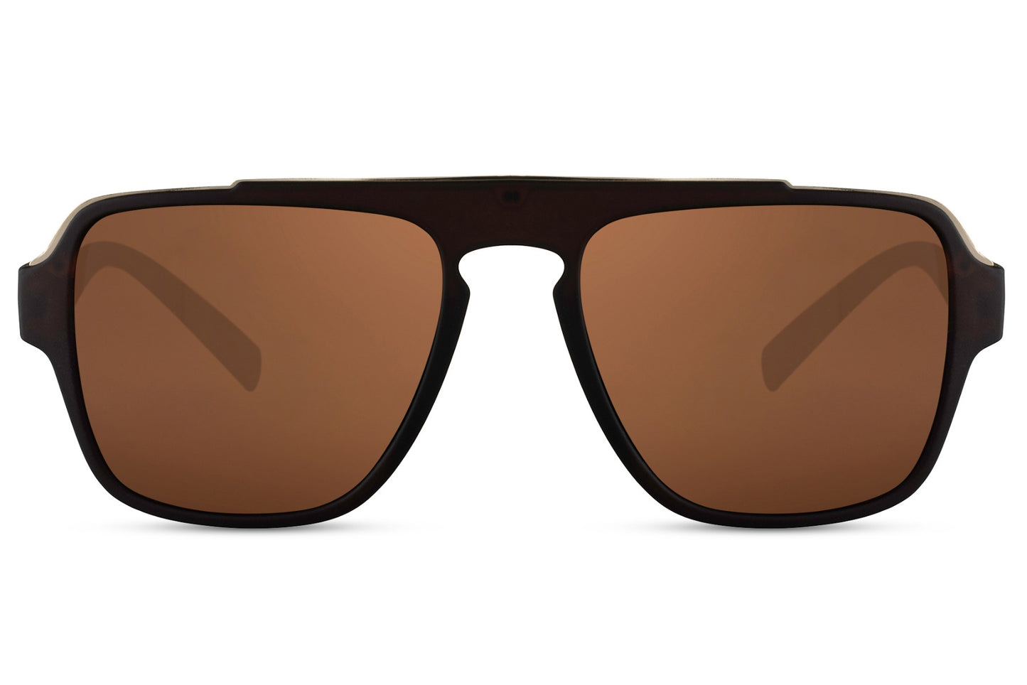 Brown lens aviator sunglasses with urban design, suitable for casual outfits and relaxed styling