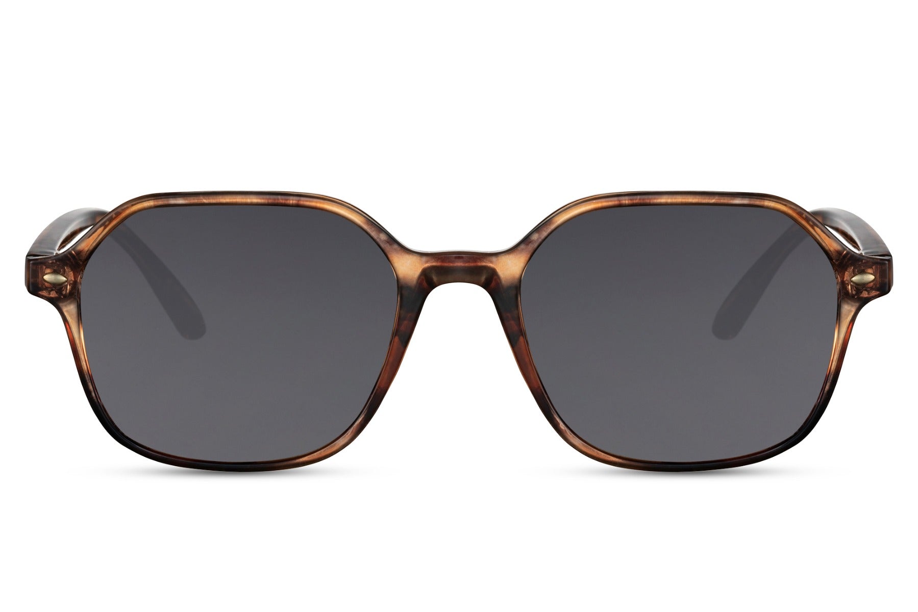 Brown leopard print square sunglasses with dark UV protection lenses for bold retro fashion and everyday wear