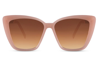 Vintage oversized cat eye sunglasses with brown gradient lenses and bold silhouette, ideal for chic daytime styling