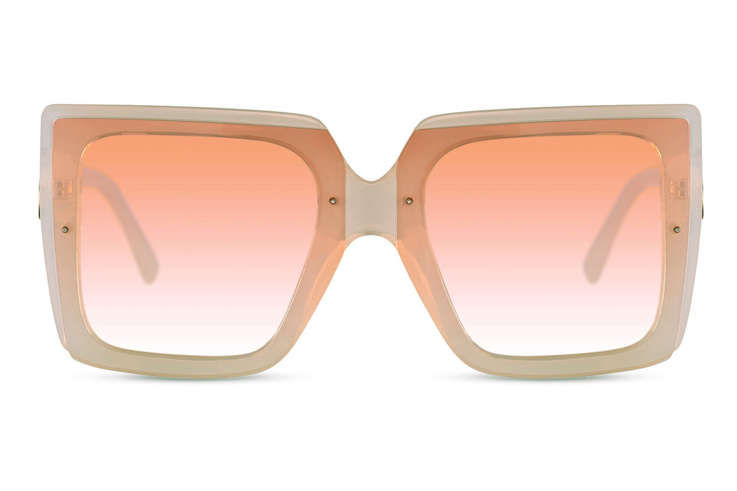 Brown oversized sunglasses with cream square frame and light brown lenses, fashionable women sunglasses for luxury summer outfits, beach holidays and elegant everyday style