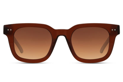Classic brown polarized square sunglasses with lightweight acetate frame and glare reducing lenses
