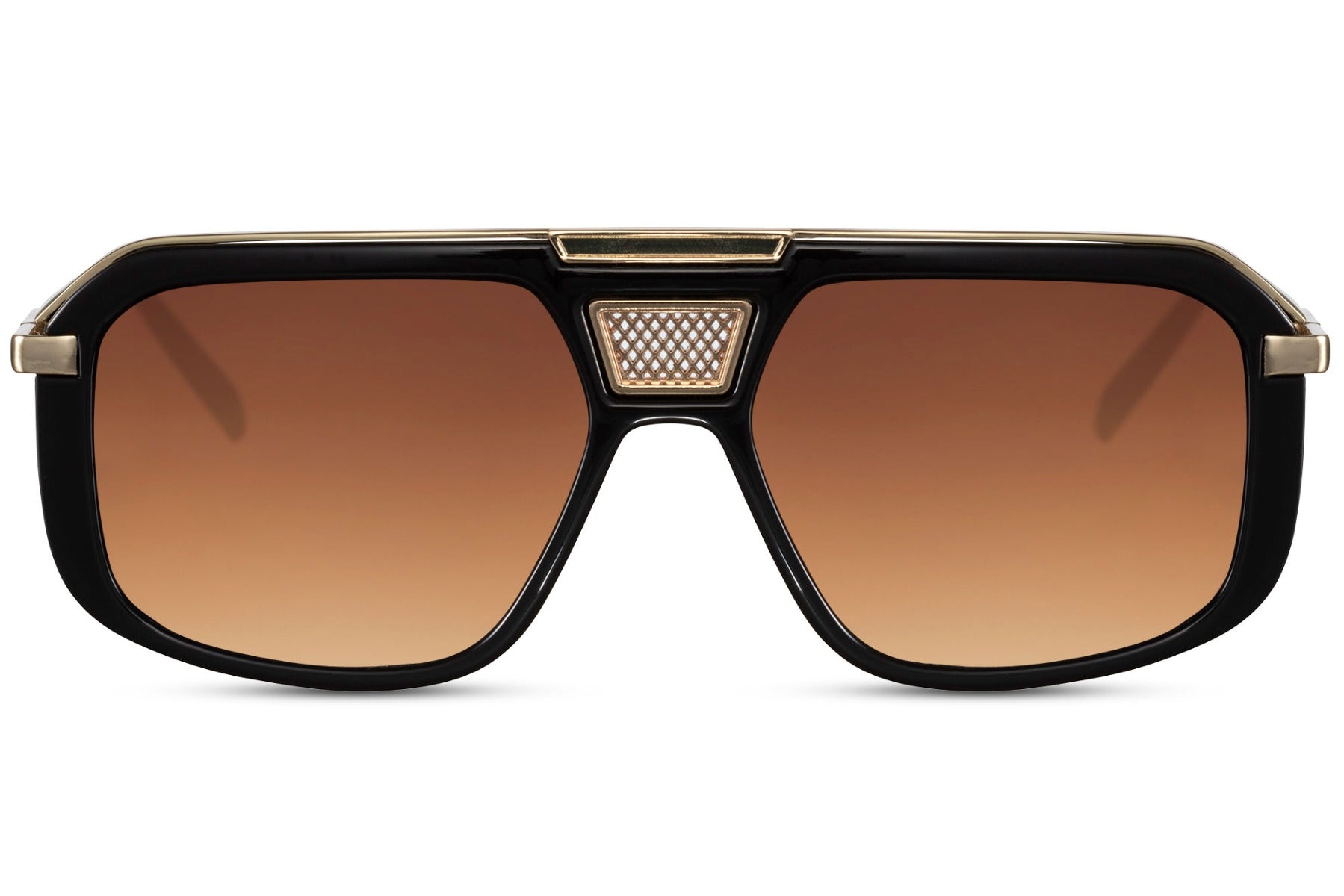 Brown rectangular aviator sunglasses with a modern frame design, suitable for casual and smart outfits