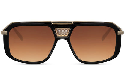 Brown rectangular aviator sunglasses with a modern frame design, suitable for casual and smart outfits