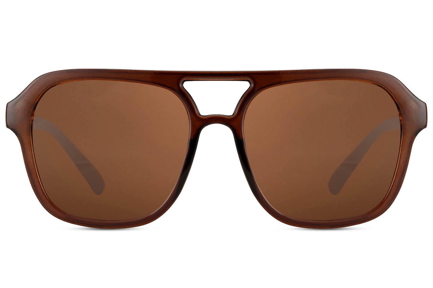 Brown tinted aviator sunglasses with a classic design suitable for everyday wear