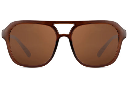 Brown tinted aviator sunglasses with a classic design suitable for everyday wear