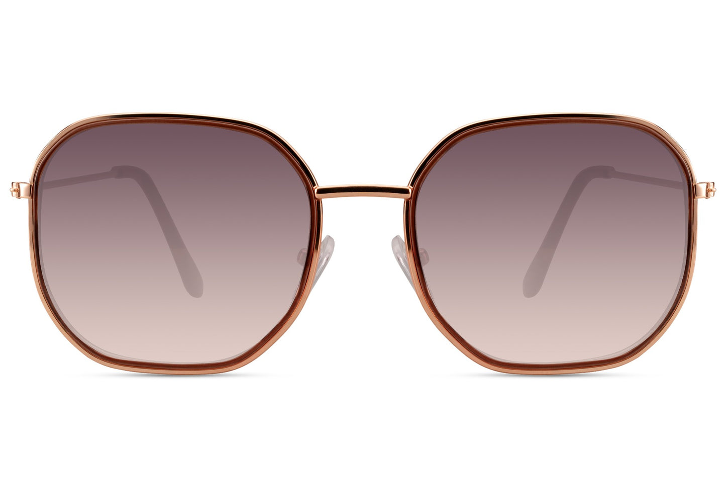 Chic brown tinted square sunglasses for women with oversized frame and UV protective polycarbonate lenses