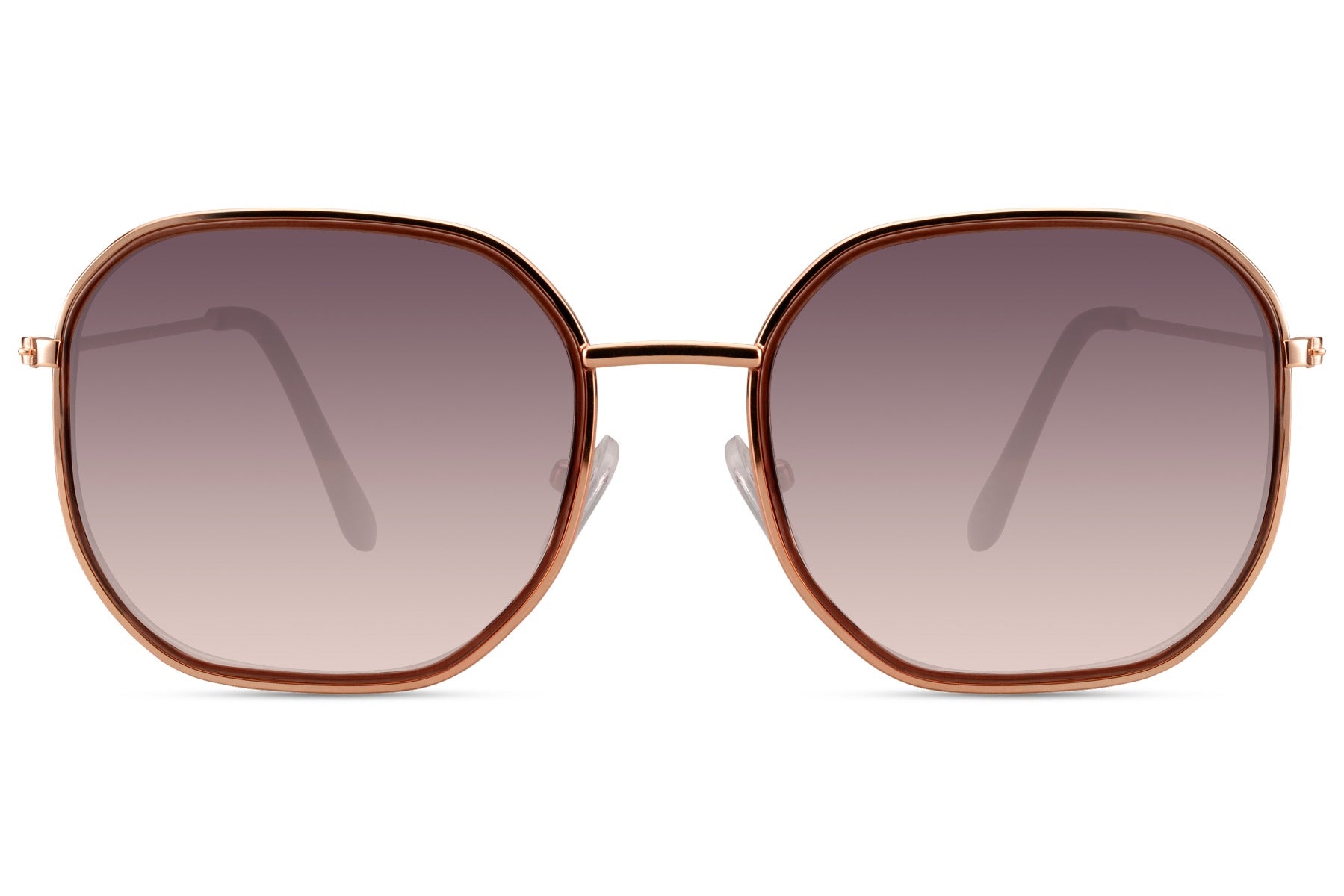 Chic brown tinted square sunglasses for women with oversized frame and UV protective polycarbonate lenses