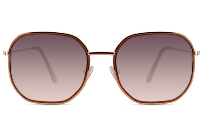Chic brown tinted square sunglasses for women with oversized frame and UV protective polycarbonate lenses