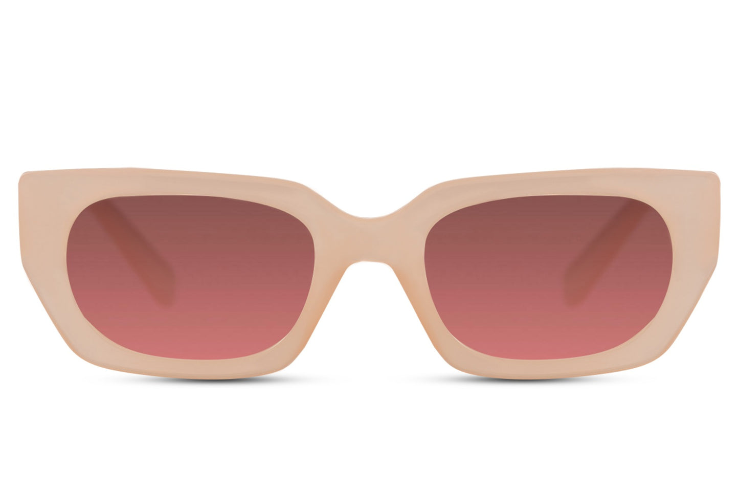 Cat eye rectangle sunglasses with pink frame and gradient lenses by Sunglass Station, stylish unisex eyewear inspired by Paris fashion trends