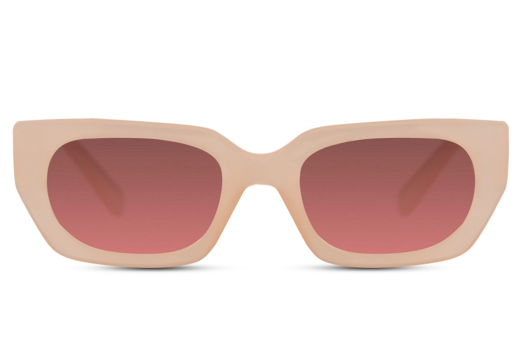 Cat eye rectangle sunglasses with pink frame and gradient lenses by Sunglass Station, stylish unisex eyewear inspired by Paris fashion trends