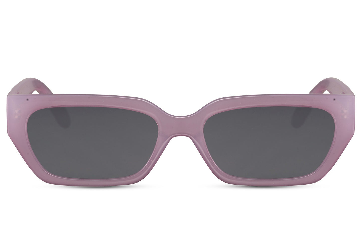Rectangle cat eye sunglasses with pink frame and light lenses by Sunglass Station, lightweight eco eyewear inspired by European fashion