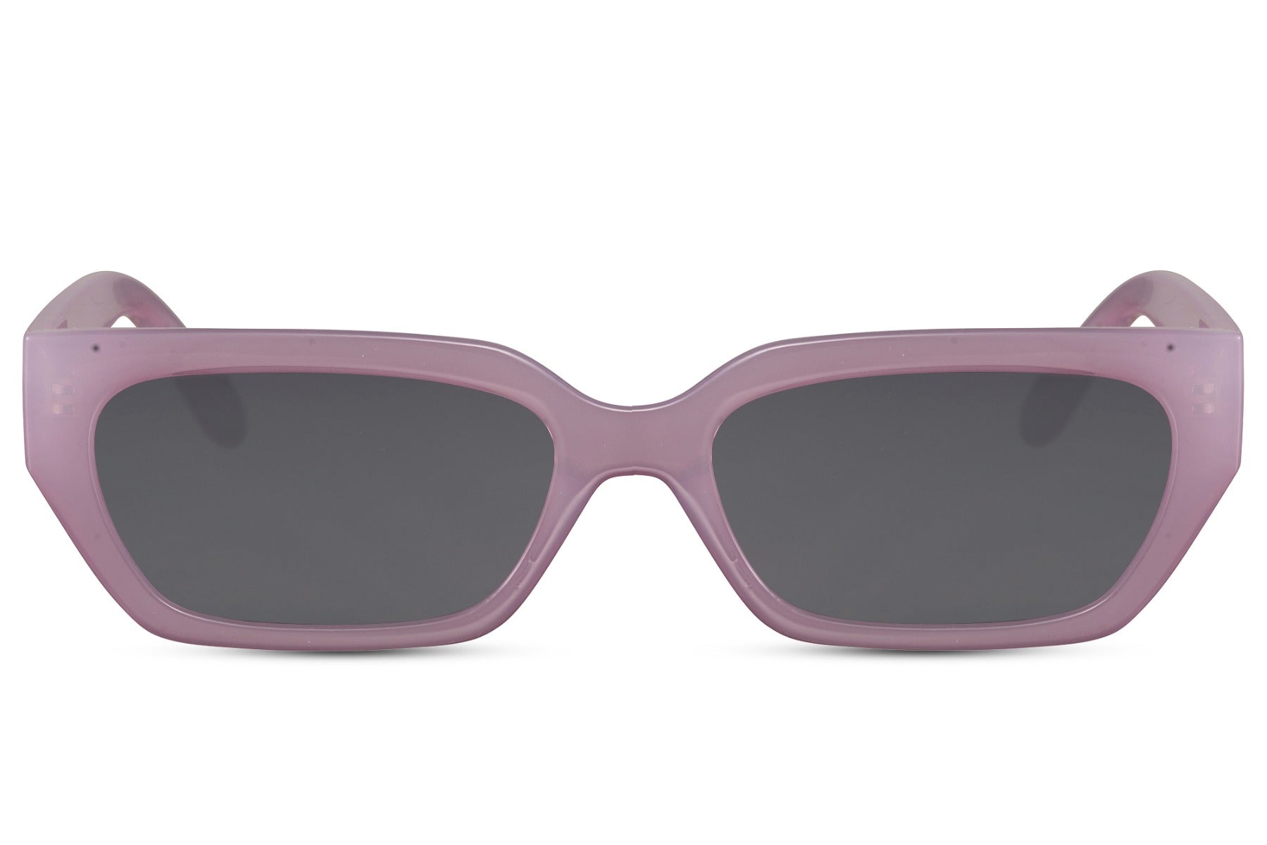 Rectangle cat eye sunglasses with pink frame and light lenses by Sunglass Station, lightweight eco eyewear inspired by European fashion