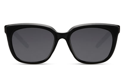 Classic women’s black square sunglasses with oversized silhouette and sleek modern styling for casual outfits