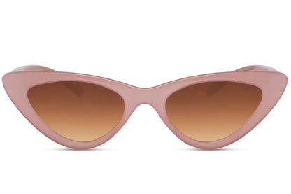 Pink cat eye sunglasses for women with gradient tinted lenses and lightweight eco friendly frame