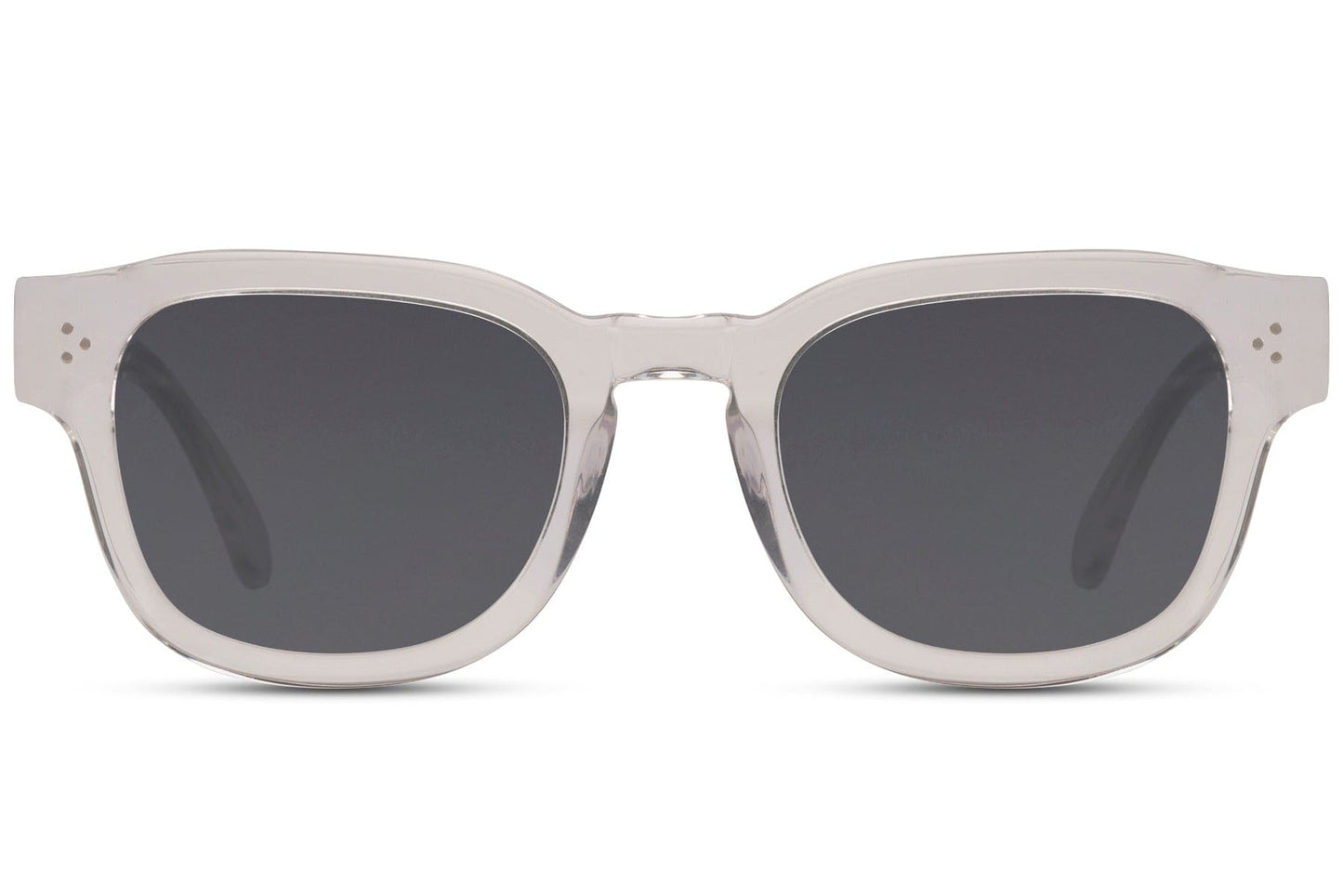 Clear frame polarized square sunglasses with TAC lenses and lightweight acetate design for modern casual fashion