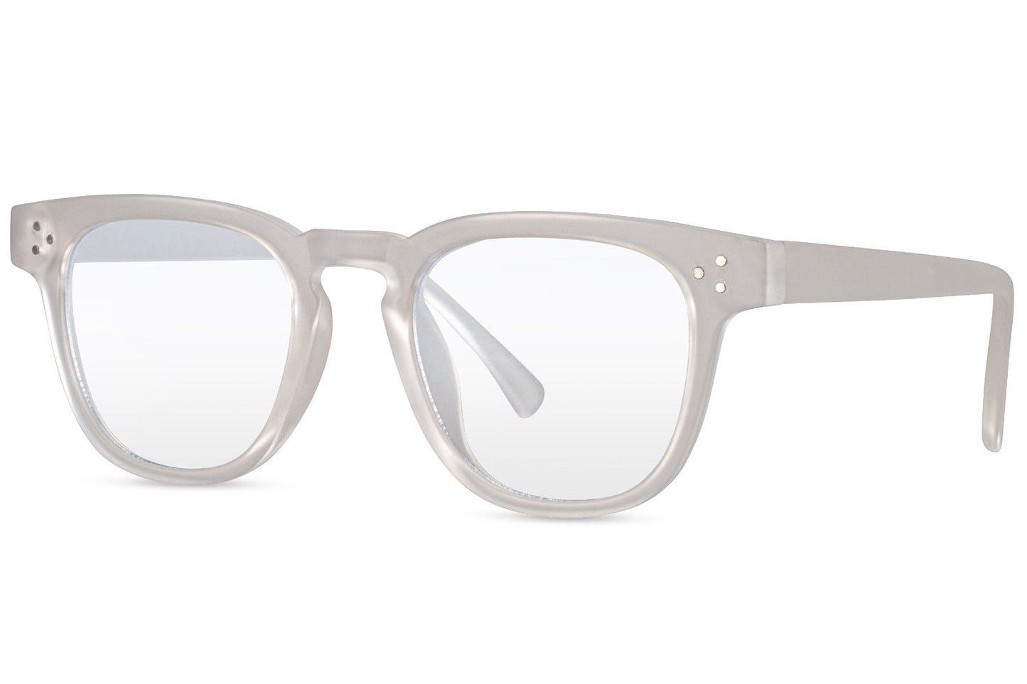 Clear square blue light glasses with modern transparent frame for reading, laptop use and everyday wear