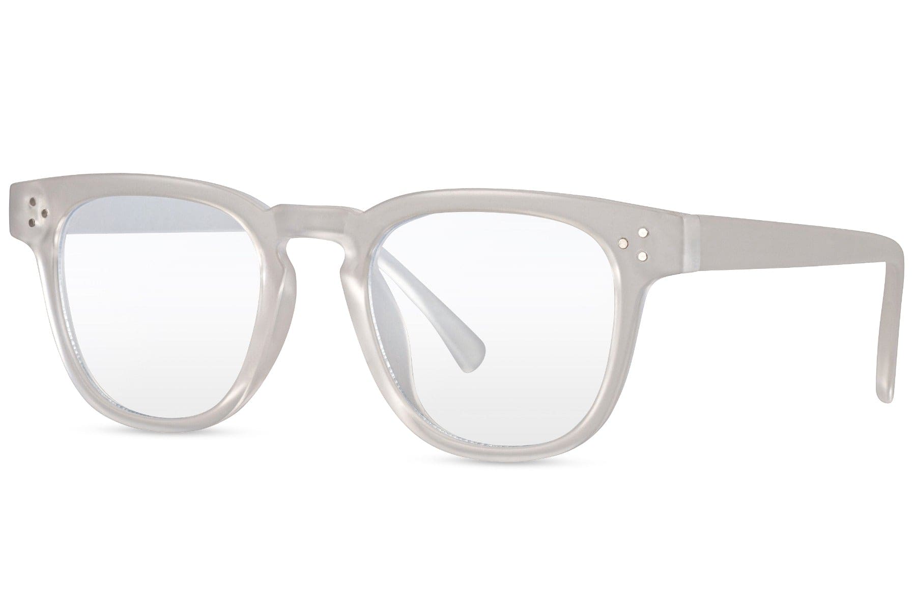 Clear square blue light glasses with modern transparent frame for reading, laptop use and everyday wear